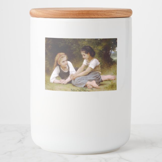 Noisettes: Unga flickor som samlar in hasselnötter Mat Etiketter (Framsida)