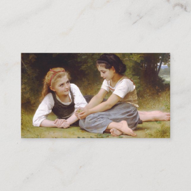 Noisettes: Unga flickor som samlar in hasselnötter Visitkort (Framsida)