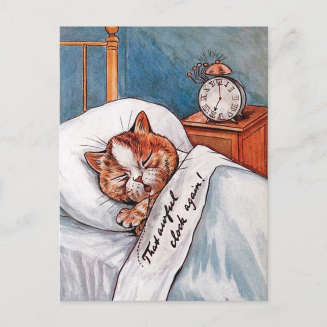 Noisy Alarm Clock, Louis Wain Vykort (Framsida)
