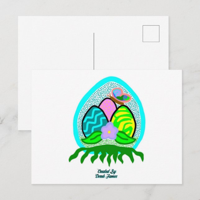 Nöjbart vykort för Påskägg (Fram/baksida)