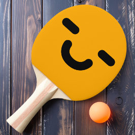 Nöjd Glad Smiley Ansikte Orange Pingisracket