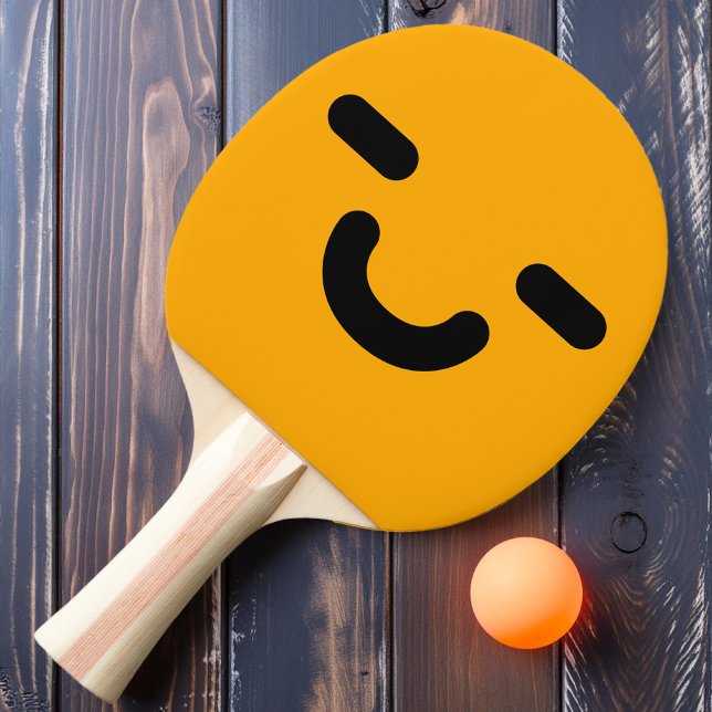 Nöjd Glad Smiley Ansikte Orange Pingisracket (Skapare uppladdad)