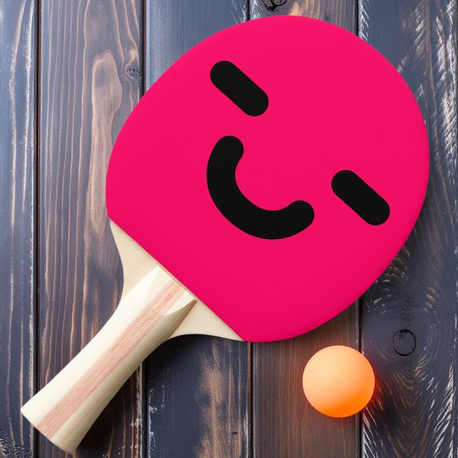 Nöjd Glad Smiley Ansikte Rosa Pingisracket (Skapare uppladdad)