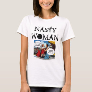 Nöjd kvinna till skjorta t shirt