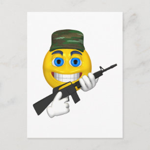Nöjd med en kulspruta som bär en hatt vykort