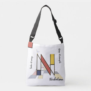 Nöjd neoplasticism Art Monogram. BREV N Axelväska