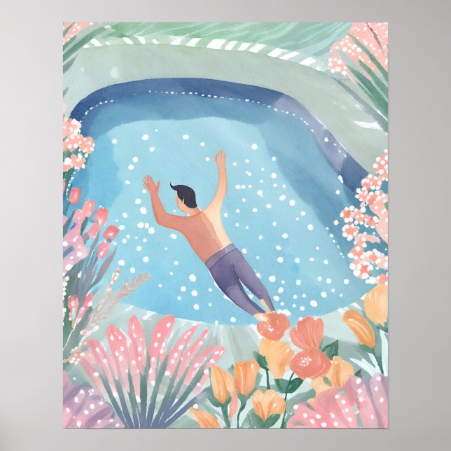 Nöjd över bassäng poster (Framsidan)