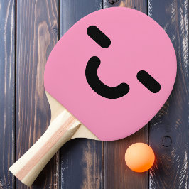 Nöjd Smiley Ansikte Ljus Rosa Pingisracket