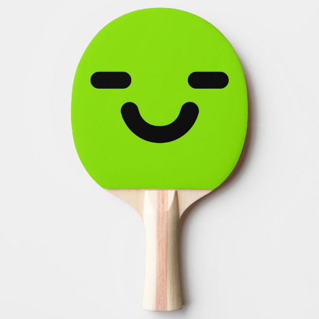 Nöjda Ansikte Grön Pingisracket (Framsidan)