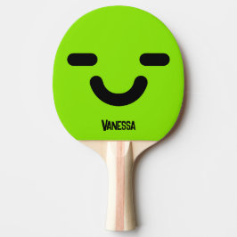 Nöjda Ansikte Grönt med Namn Pingisracket