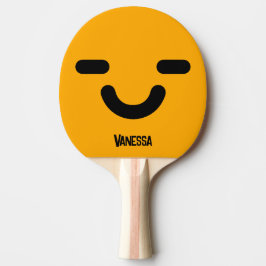 Nöjda Ansikte Orange med Namn Pingisracket