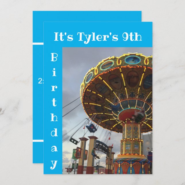 Nöjesfält Cirkus Födelsedagsfest Inbjudan (Fram/baksida)