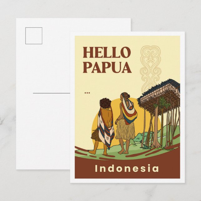 Noken Papua Indonesien Resa Vykort (Fram/baksida)
