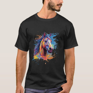 Nokota Horse Colorful Stänk T Shirt