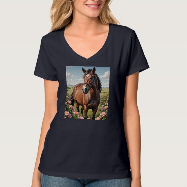 Nokota Horse Surroded by Prairie Ro T Shirt (Framsida)