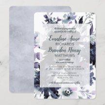 Nokvändbar Blommigt Vatercolor Dusty Blue Bröllop