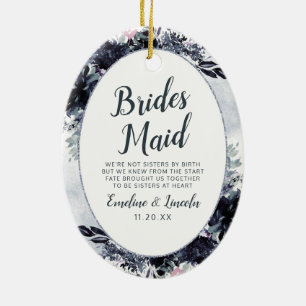Nokvändning Blommigt till Bridesmaid-citatet Julgransprydnad Keramik