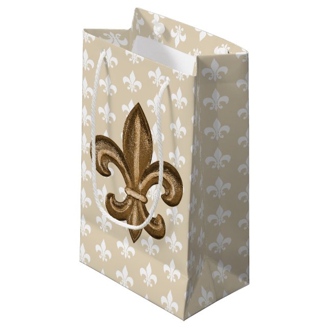 Nola Guld & White Fransk Fleur De Lis (Framsidan Vinklad)