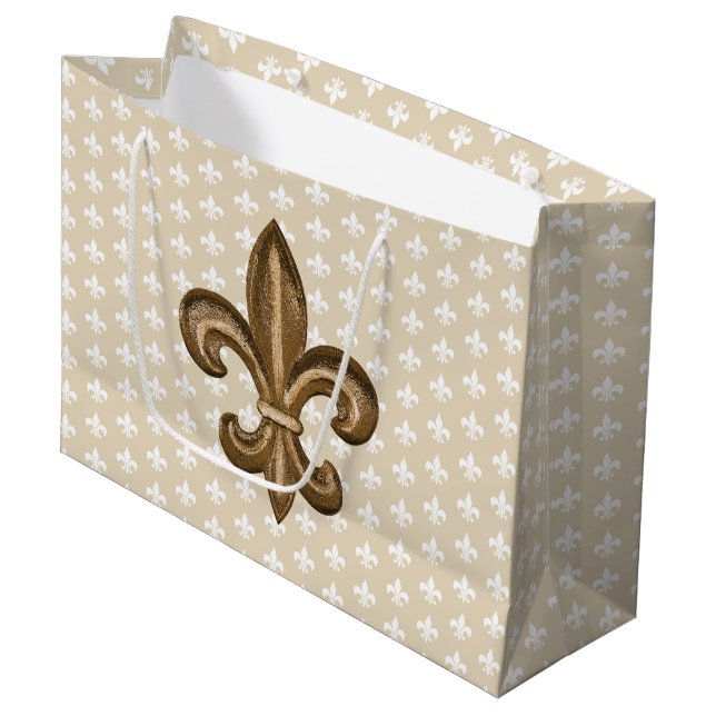 Nola Guld & White Fransk Fleur De Lis (Framsidan Vinklad)