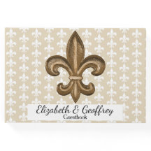 Nola Guld & White Fransk Fleur De Lis Bröllop