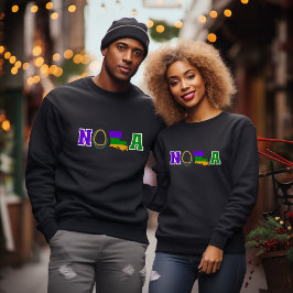 NOLA Louisiana Mardi Gras Lila Grönt och guld T Shirt