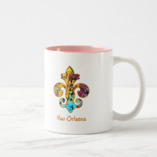 NOLA målade Fleur de lis (4) Två-Tonad Mugg