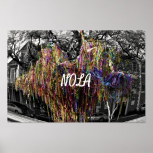 NOLA Mardi Gras Beaded Träd - New Orleans Poster