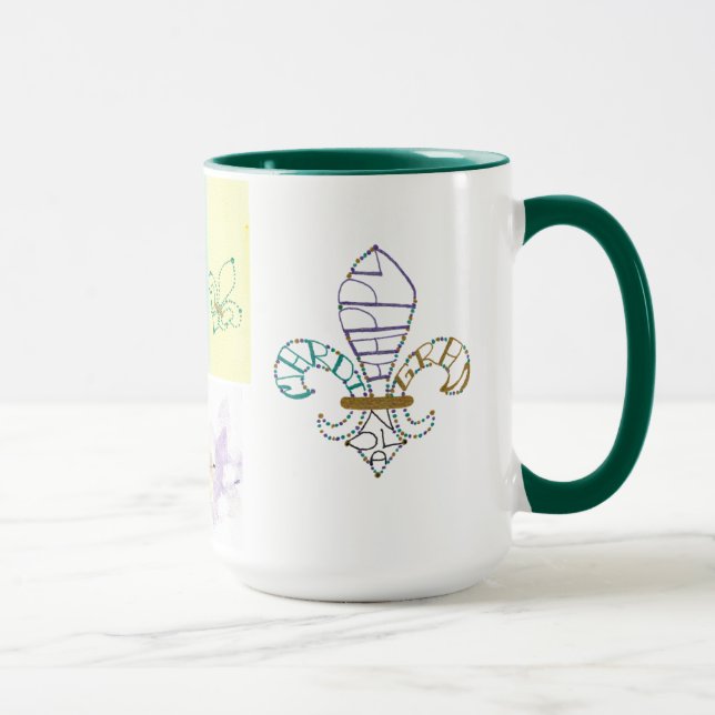 NOLA Mardi Gras Fleur de Lis Konstnärlig Design Mu Mugg (Höger)