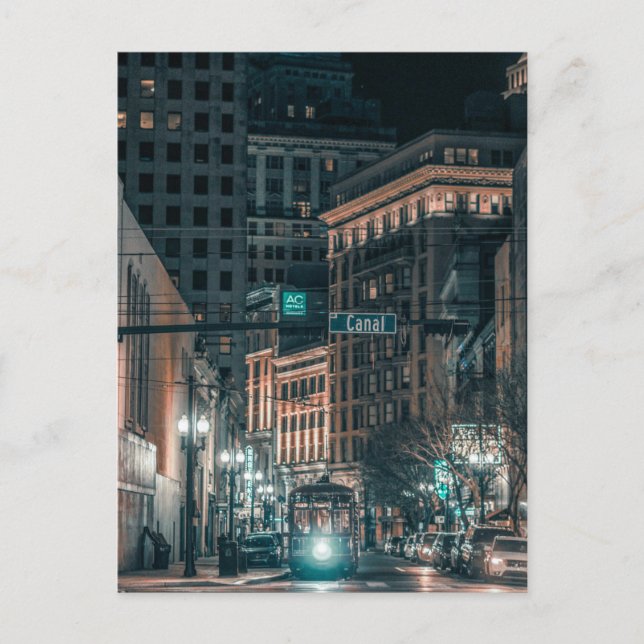 NOLA Nattscen på gatubilen på Kanalgatan Vykort (Framsida)