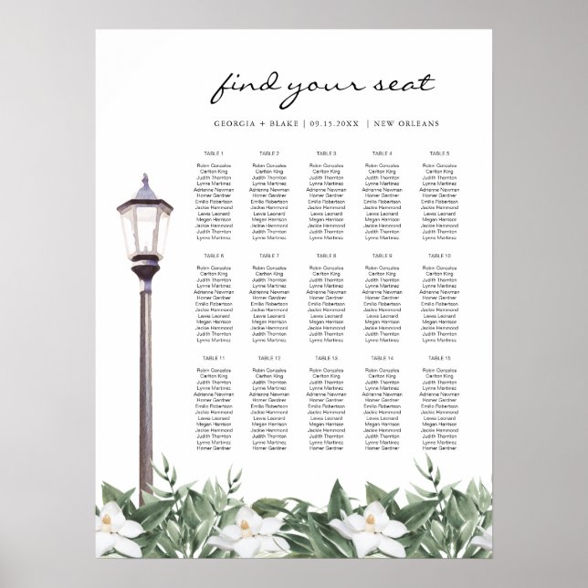 NOLA | New Orleans Magnolia Bourbon Street Seation Poster (Framsidan)