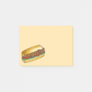 NOLA New Orleans Shrimp Po'Boy Sandwich bokför sit Post-it Block