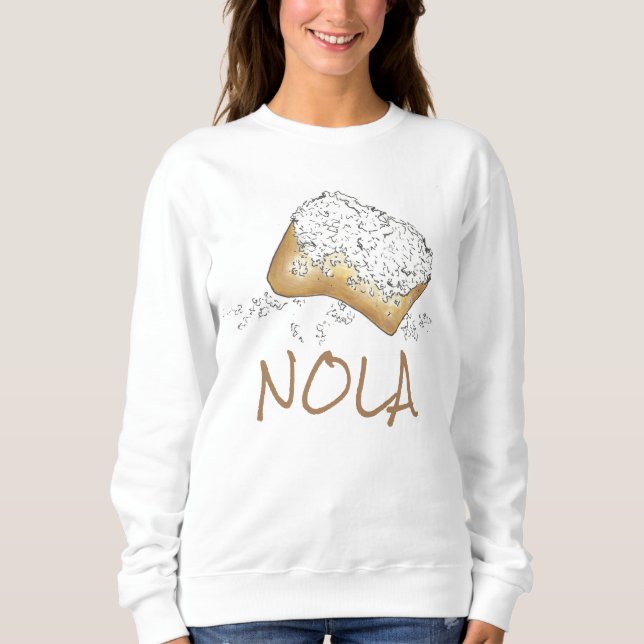 NOLA New Orleans Sugary Beignet Pastry Sweatshirt Tee (Framsida)