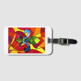 NOLA Röd Glas-i-glas Fleur de Lis Bagageetikett Bagagebricka