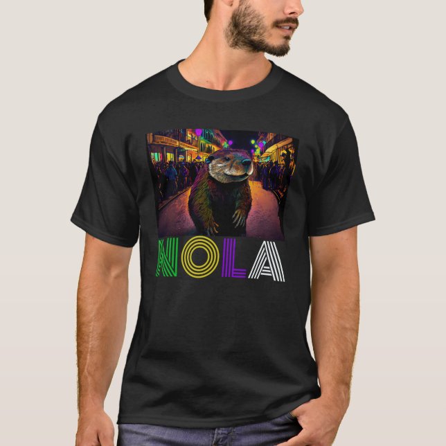 Nola Say New Orleans Mardi Gras Nutria Råtta 1 T Shirt (Framsida)