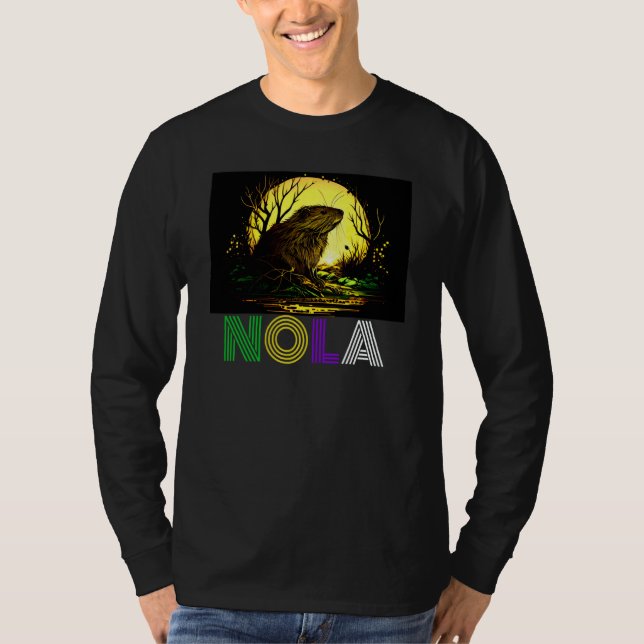 Nola Saying New Orleans Mardi Gras Nutria Rat  2 T Shirt (Framsida)