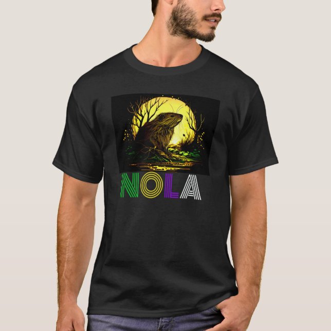 Nola Saying New Orleans Mardi Gras Nutria Rat  2 T Shirt (Framsida)