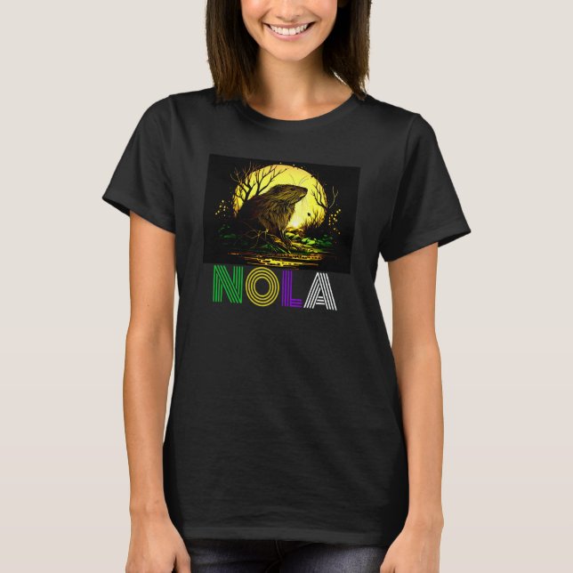 Nola Saying New Orleans Mardi Gras Nutria Rat  2 T Shirt (Framsida)