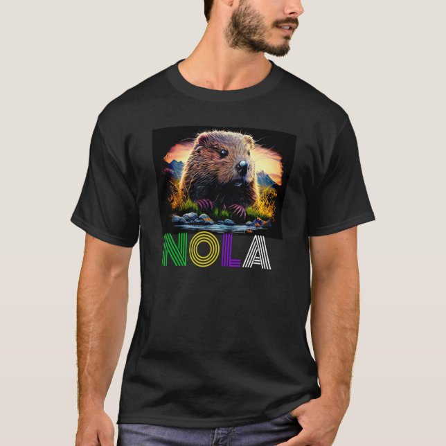 Nola Saying New Orleans Mardi Gras Nutria Rat  4 T Shirt (Framsida)