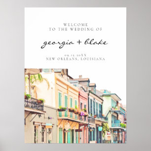 NOLA Välkomsttecken för vattenfärgen New Orleans Poster