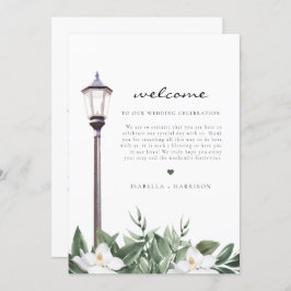 NOLA Watercolor Magnolia Welcome Brev Timeline Meny