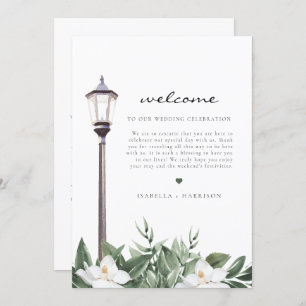 NOLA Watercolor Magnolia Welcome Brev Timeline Meny