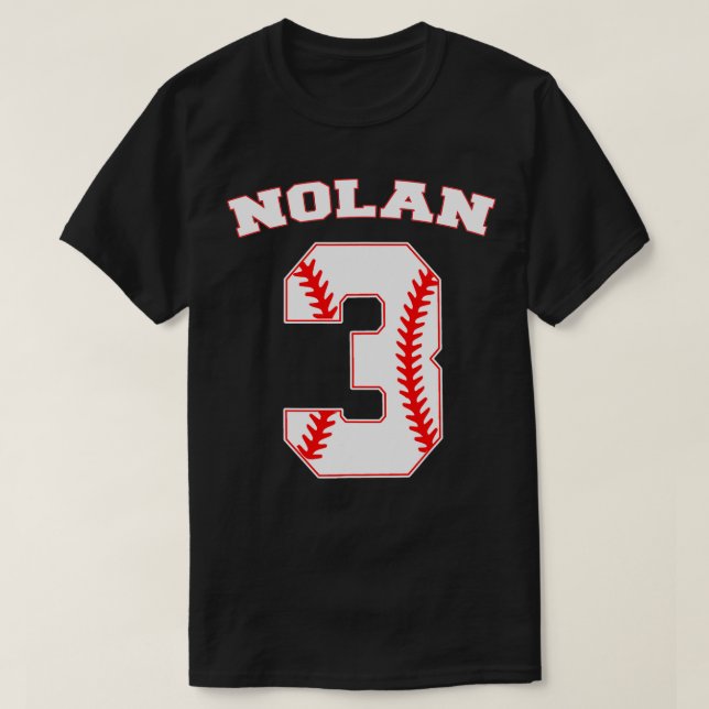 Nolan Baseball Namn 3 år 3 födelsedagsnummer T Shirt (Design framsida)