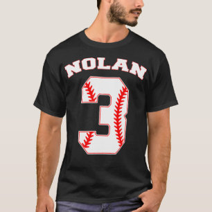Nolan Baseball Namn 3 år 3 födelsedagsnummer T Shirt