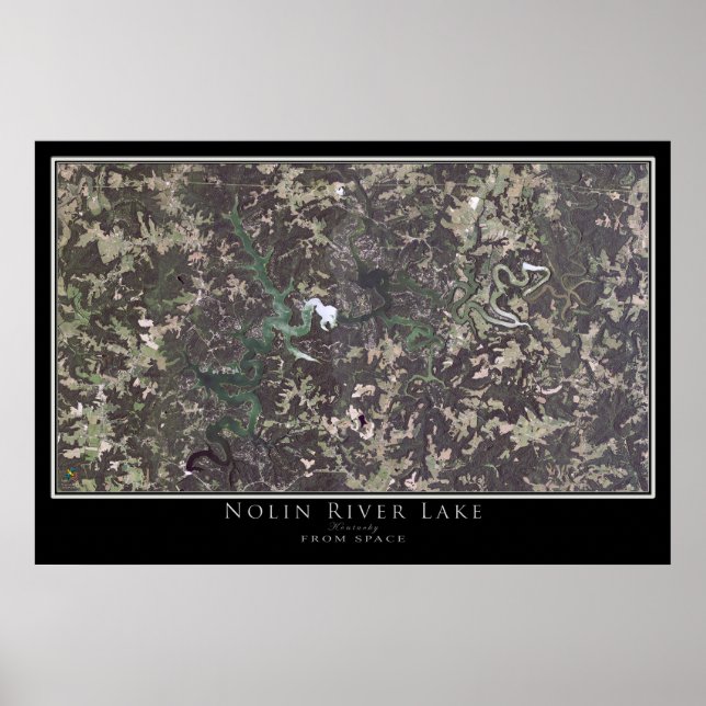 Nolin River Sjö Kentucky Satellite Poster Karta (Framsidan)