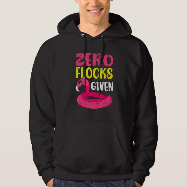 Noll flockar givna rosa flamingo vadarfågel hoodie (Framsida)