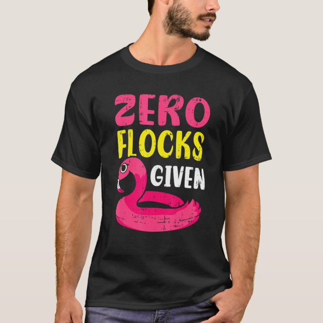 Noll flockar givna rosa flamingo vadarfågel t shirt (Framsida)