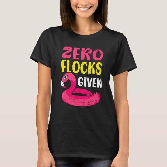 Noll flockar givna rosa flamingo vadarfågel t shirt (Framsida)