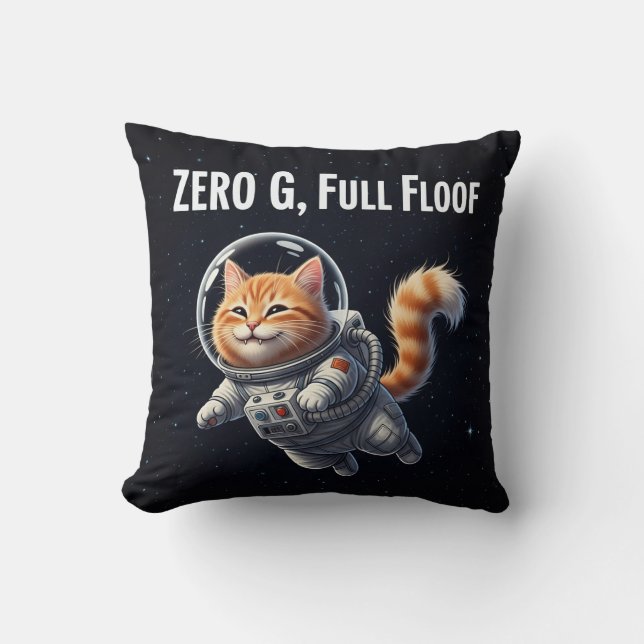 Noll G, Full Fluff! Bedårande Rymdkatt Kudde (Framsida)