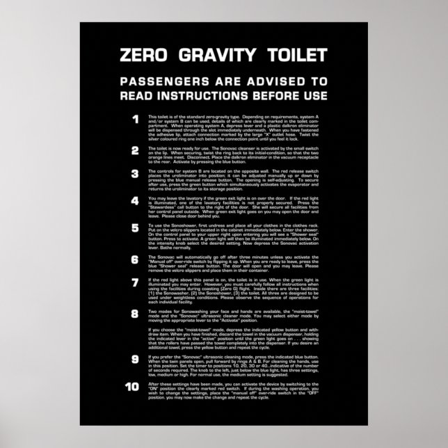 Noll Gravity Bathroom vit Fullt Poster (Framsidan)