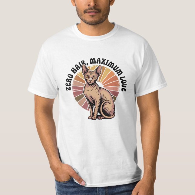 Noll Hår Maximal Kärlek Sphynx Konst T Shirt (Framsida)